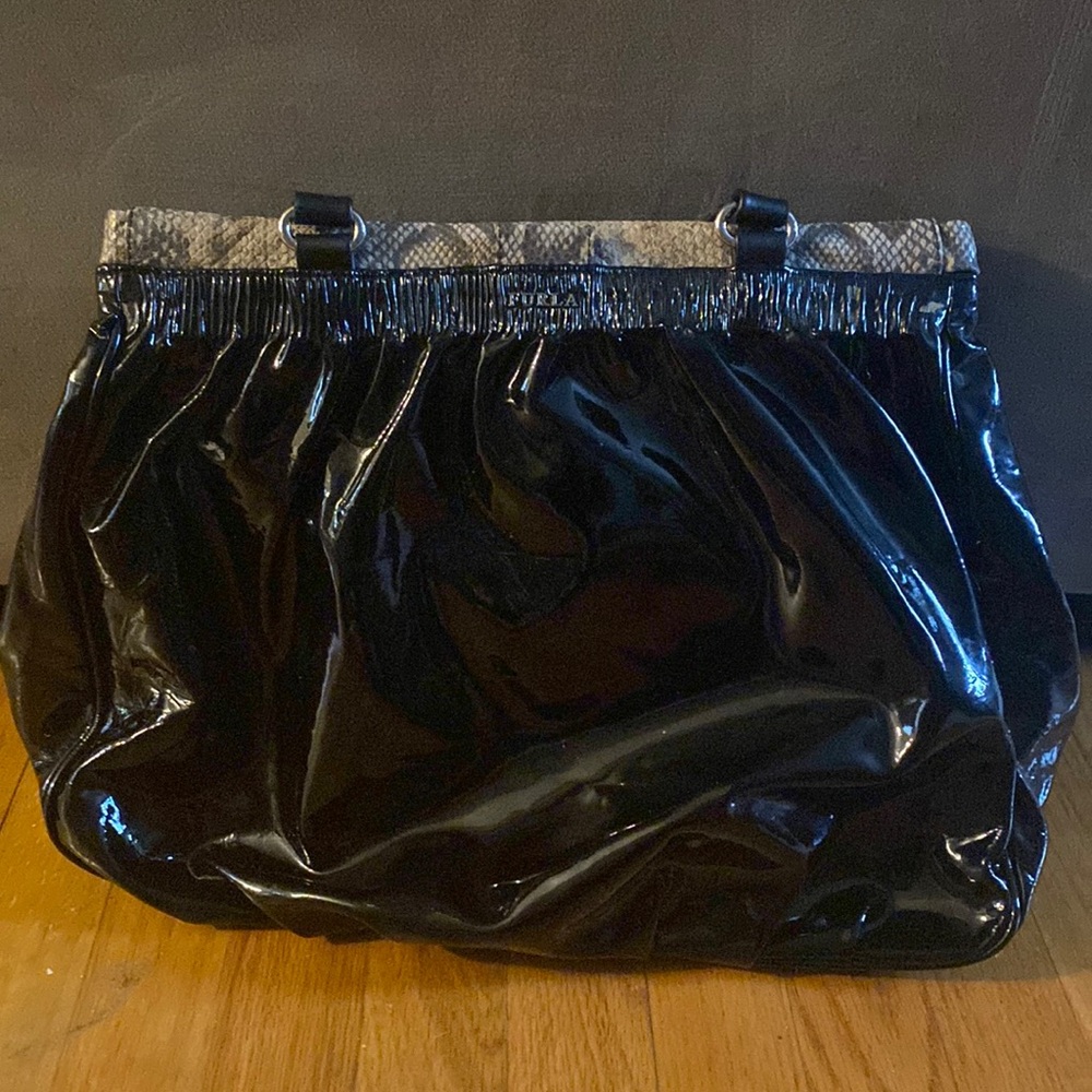 Furla black patent bag. Never used.